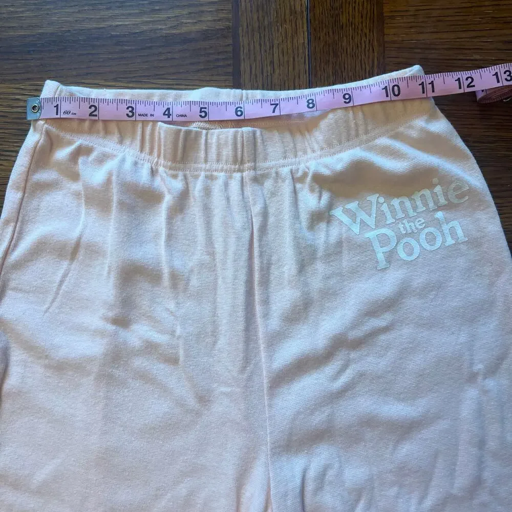 Disney Winnie The Pooh Girls Pink Flare Pants Bell Bottoms Floral Piglet Small